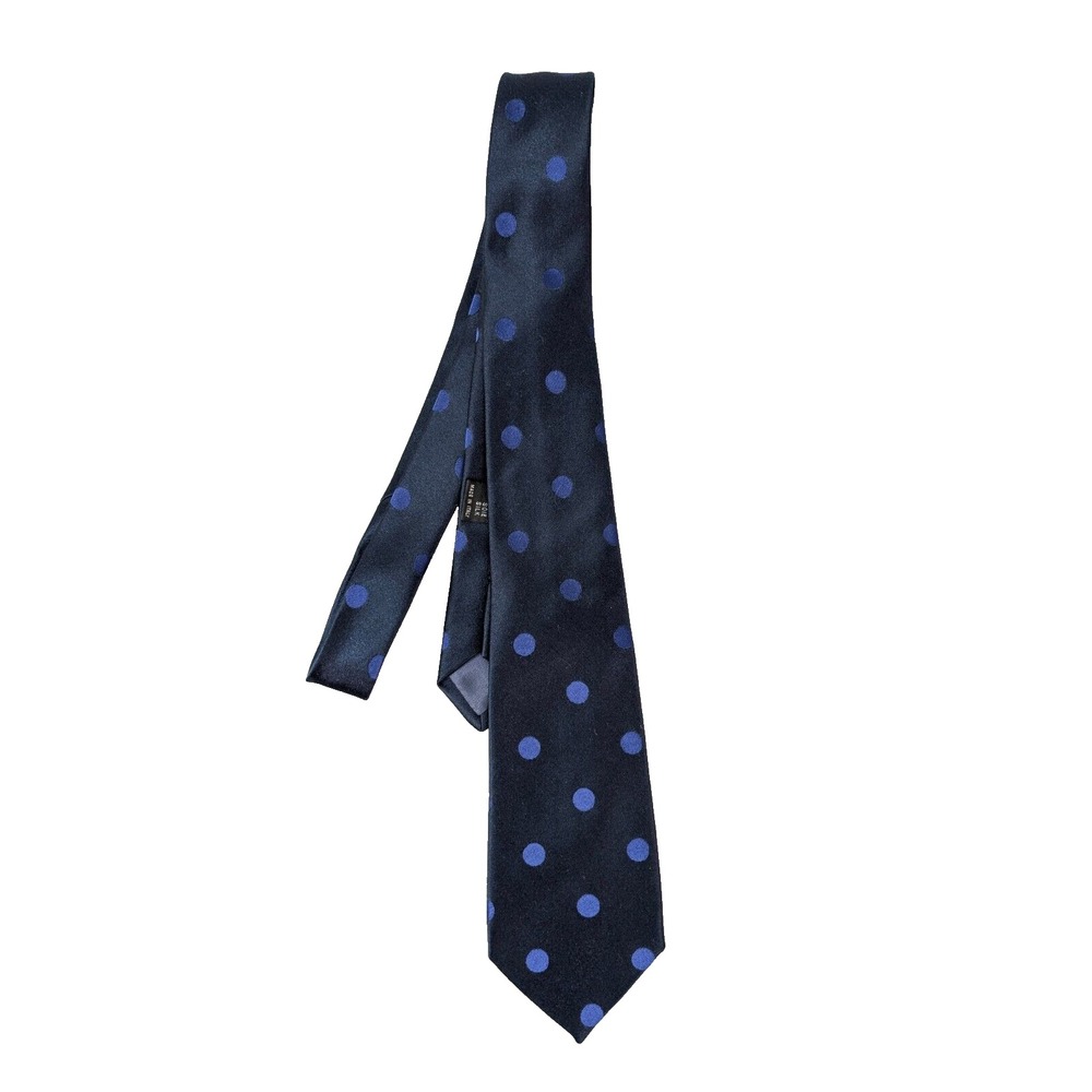 Vintage Gianni Versace Couture Neck Tie Mens Fashion Blue Silk Polka Dot Italy